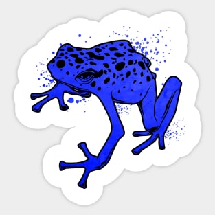 Frog drawing - Blue poison dart frog Sticker